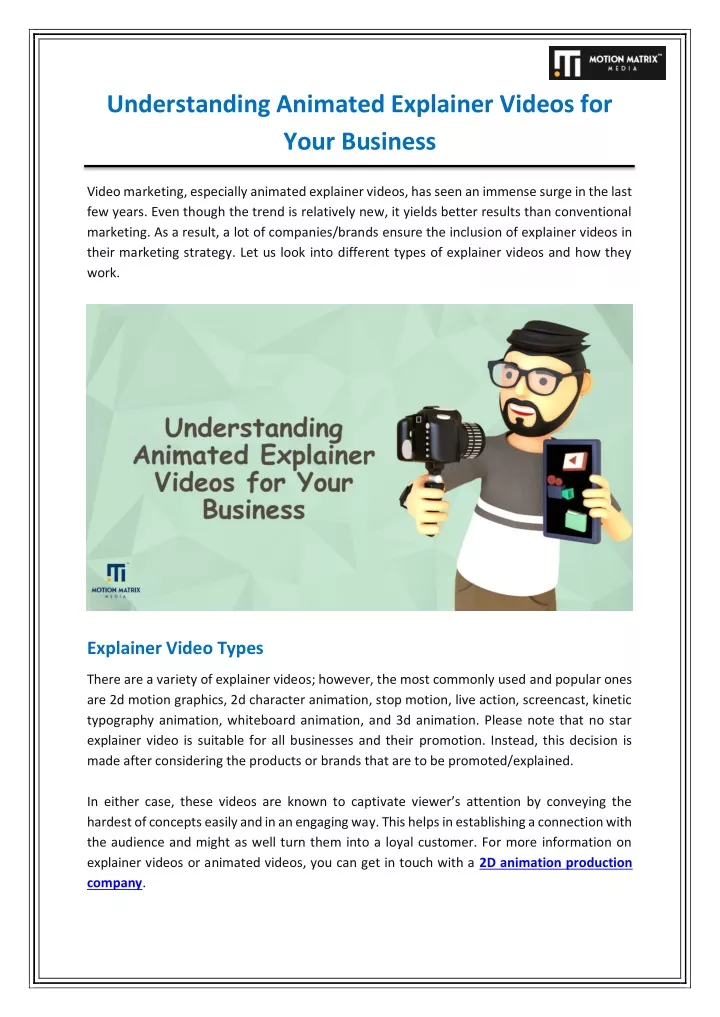 understanding animated explainer videos for your