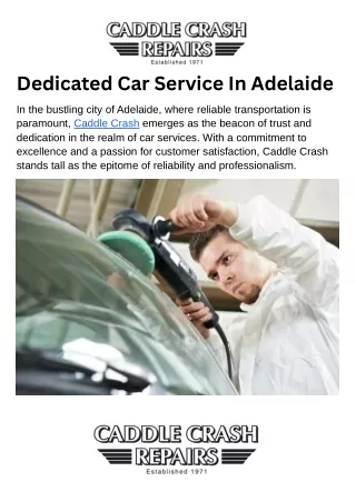 Dedicated Car Service In Adelaide