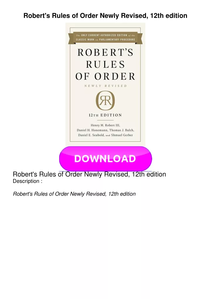 robert s rules of order newly revised 12th edition