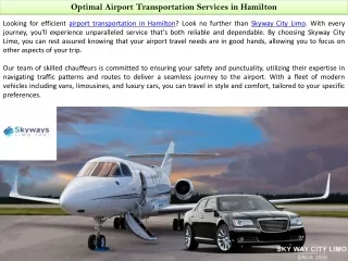 Optimal Airport Transportation Services in Hamilton