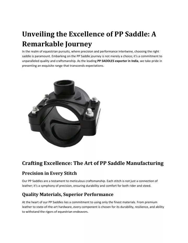 unveiling the excellence of pp saddle