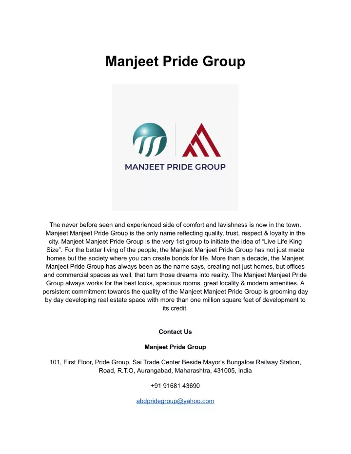 manjeet pride group