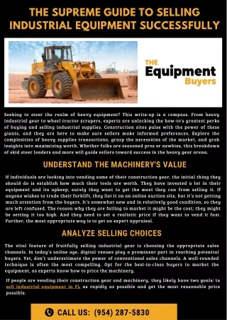 Guide to Selling Industrial Equipment Successfully