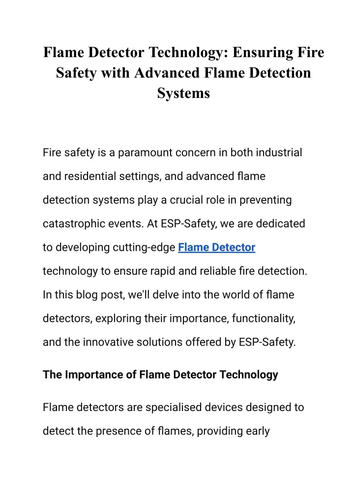 flame detector technology ensuring fire safety