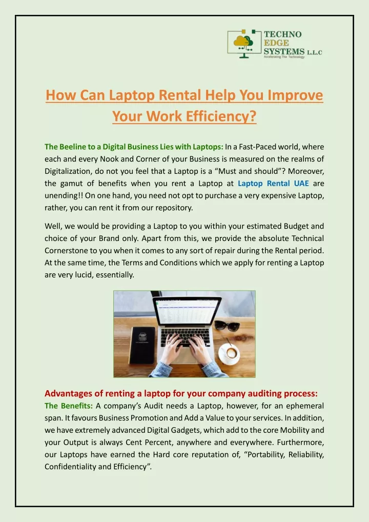 how can laptop rental help you improve your work