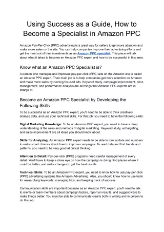 Using Success as a Guide, How to Become a Specialist in Amazon PPC - Google Docs