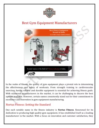 Best Gym Equipment Manufacturers