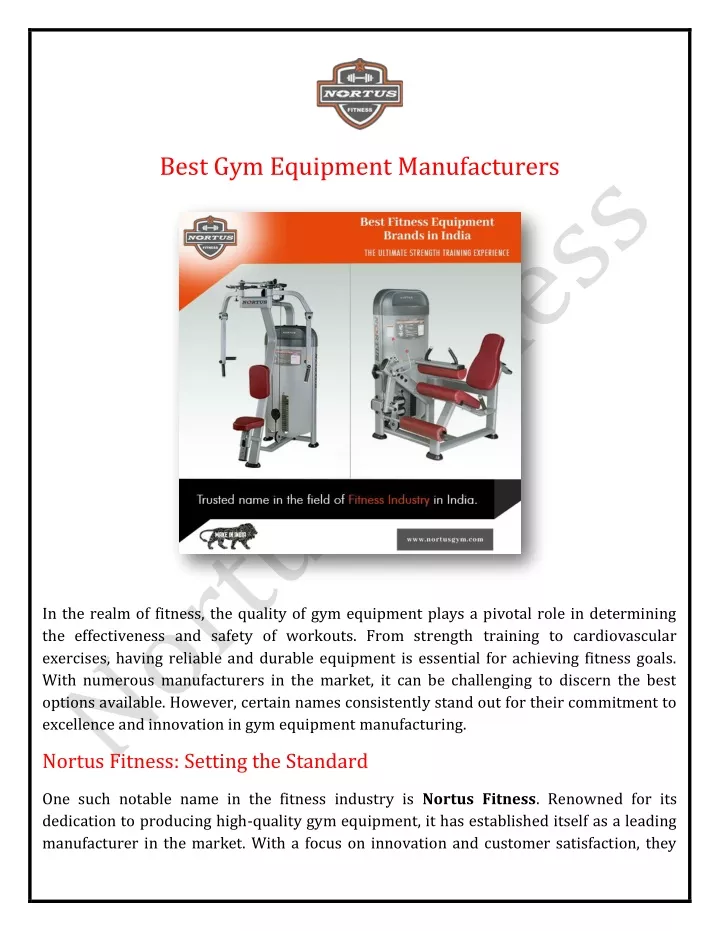 best gym equipment manufacturers