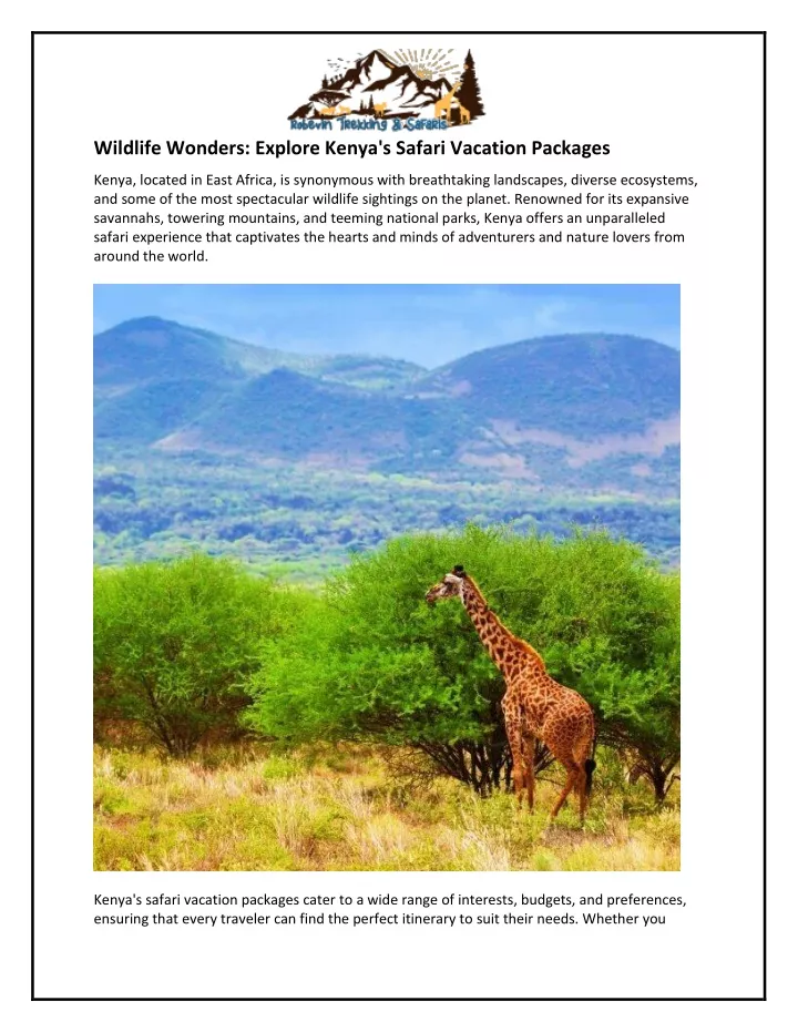 wildlife wonders explore kenya s safari vacation
