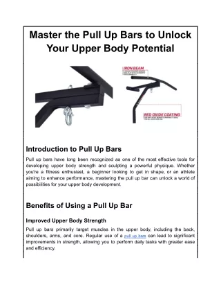 Master the Pull Up Bars to Unlock Your Upper Body Potential