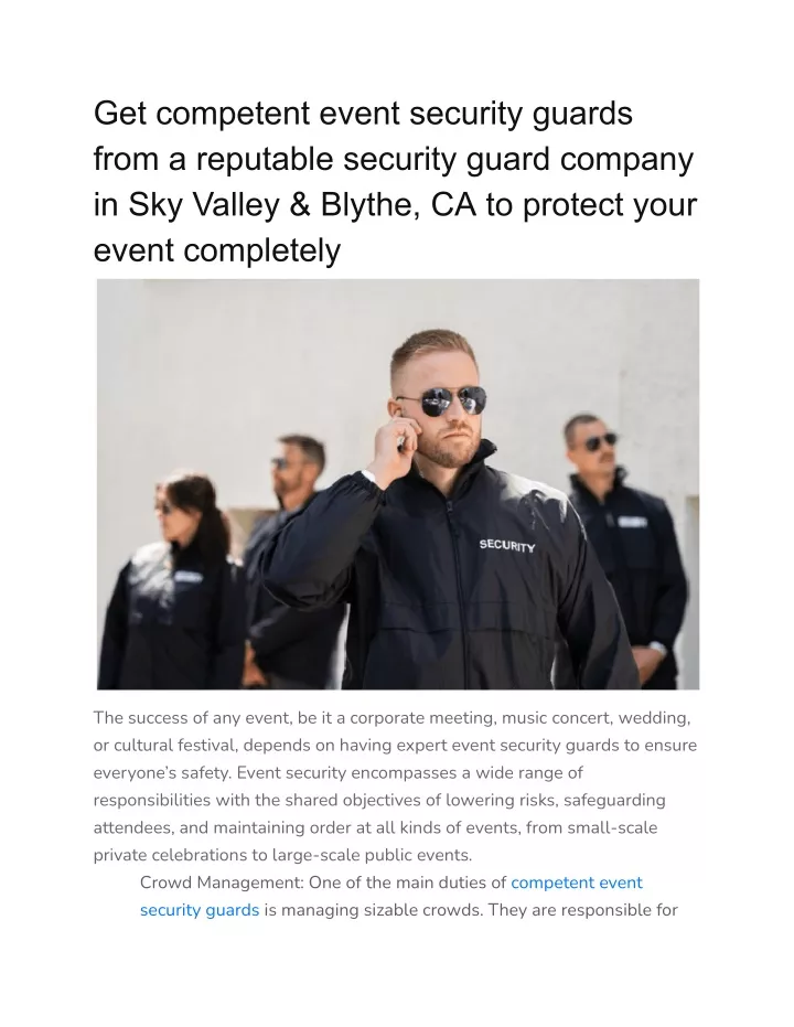 get competent event security guards from