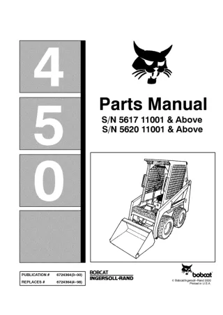 Bobcat 450 Skid Steer Loader Parts Catalogue Manual SN 561711001 and Above