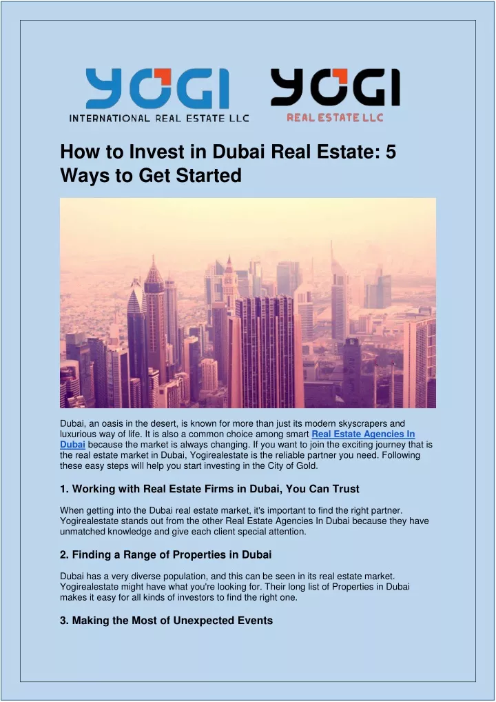 how to invest in dubai real estate 5 ways