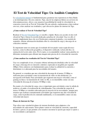el test de velocidad tigo un an lisis completo