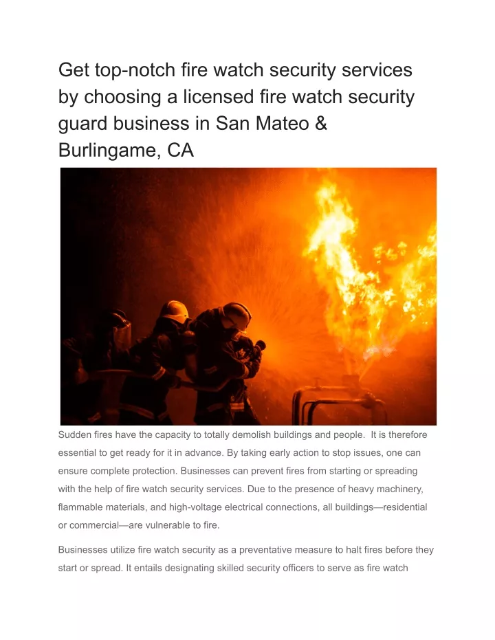 get top notch fire watch security services