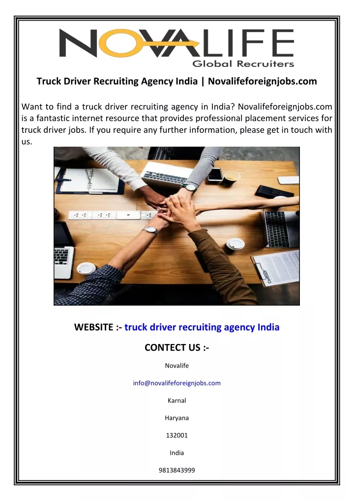 truck driver recruiting agency india