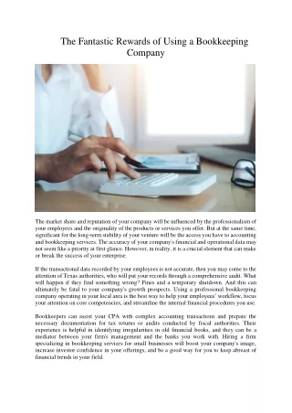 the fantastic rewards of using a bookkeeping