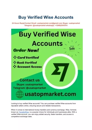 Buy Verified Wise Accounts