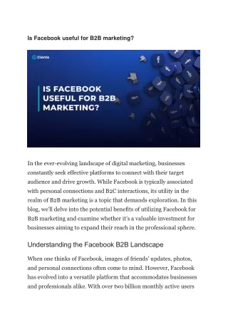 Is Facebook useful for B2B marketing