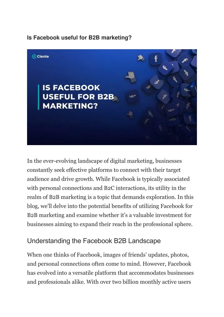 is facebook useful for b2b marketing