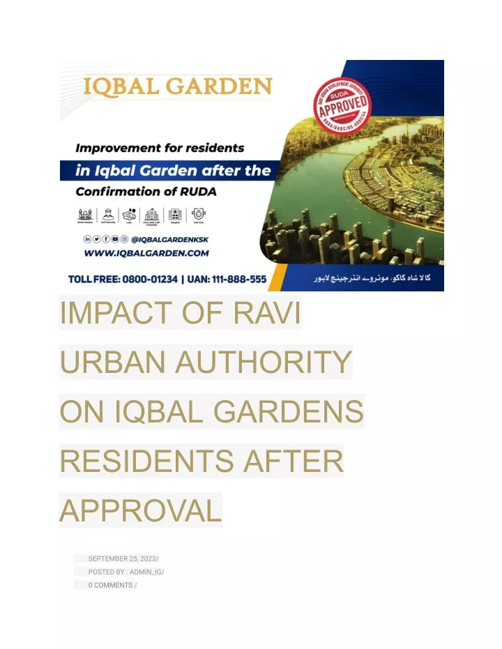 impact of ravi urban authority on iqbal gardens