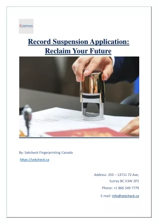 record suspension application reclaim your future