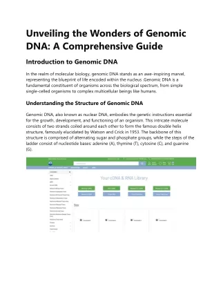 Unveiling the Wonders of Genomic DNA Article