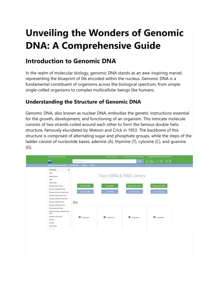 unveiling the wonders of genomic