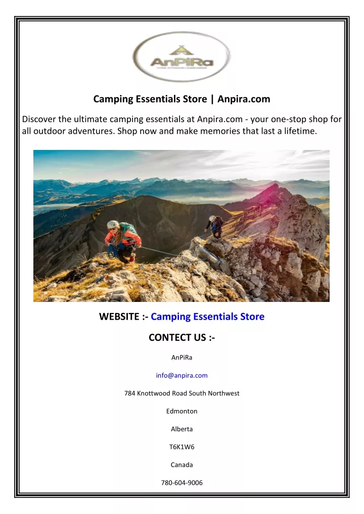 camping essentials store anpira com