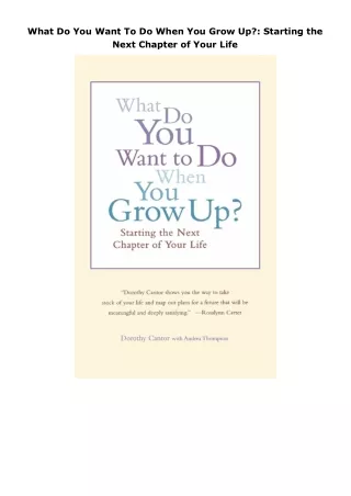 ebook❤download What Do You Want To Do When You Grow Up?: Starting the Next Chapter of Your Life