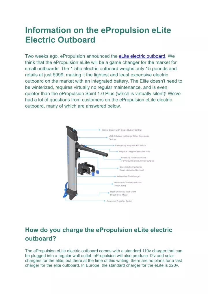 information on the epropulsion elite electric