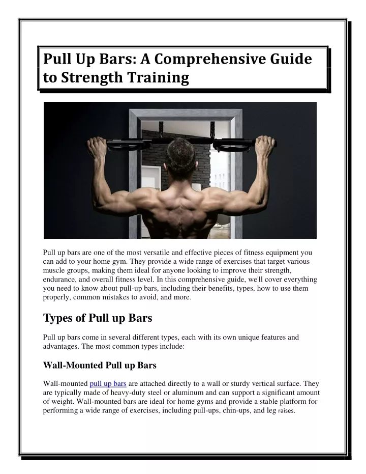 pull up bars a comprehensive guide to strength