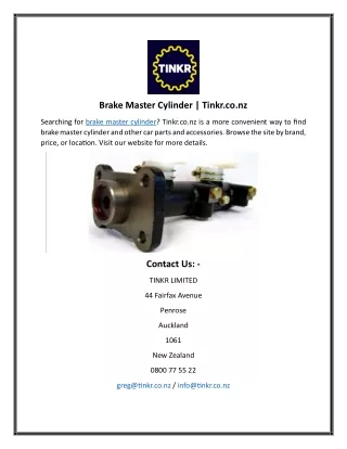 Brake Master Cylinder Tinkr.co.nz