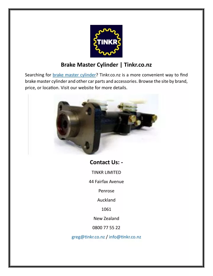 brake master cylinder tinkr co nz