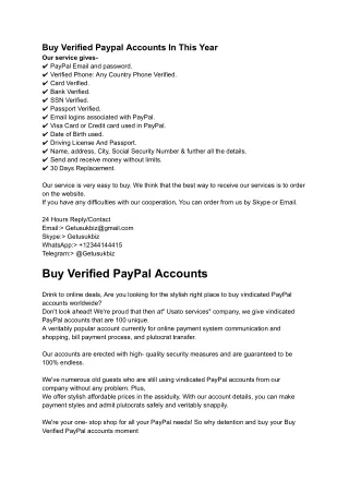 Buy Paypal Accounts In This Year For Sell