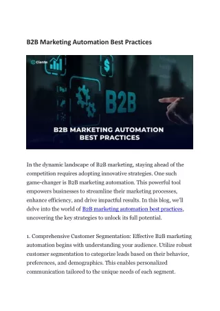 B2B Marketing Automation Best Practices