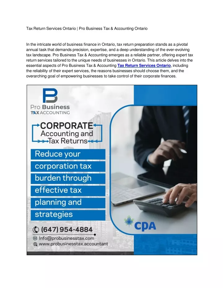 tax return services ontario pro business