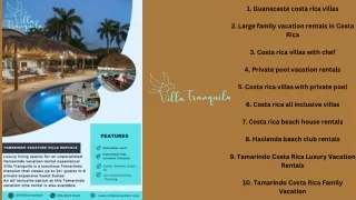 Tamarindo Vacation Villa Rentals