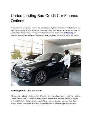 Understanding Bad Credit Car Finance Options