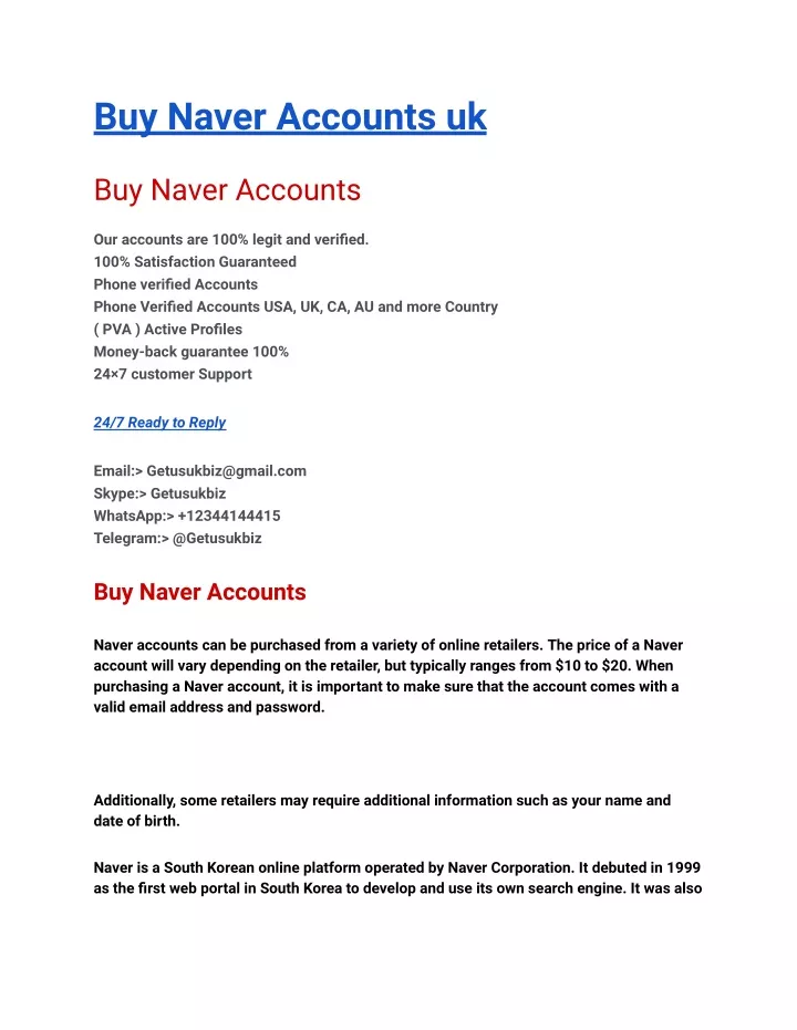 buy naver accounts uk
