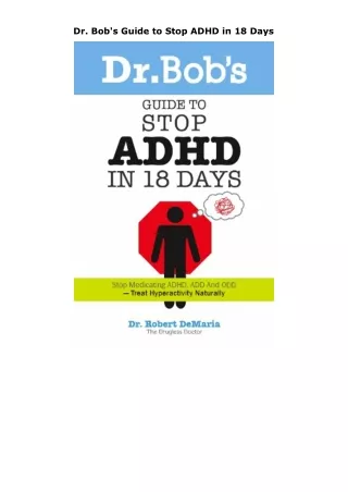 download❤pdf Dr. Bob's Guide to Stop ADHD in 18 Days