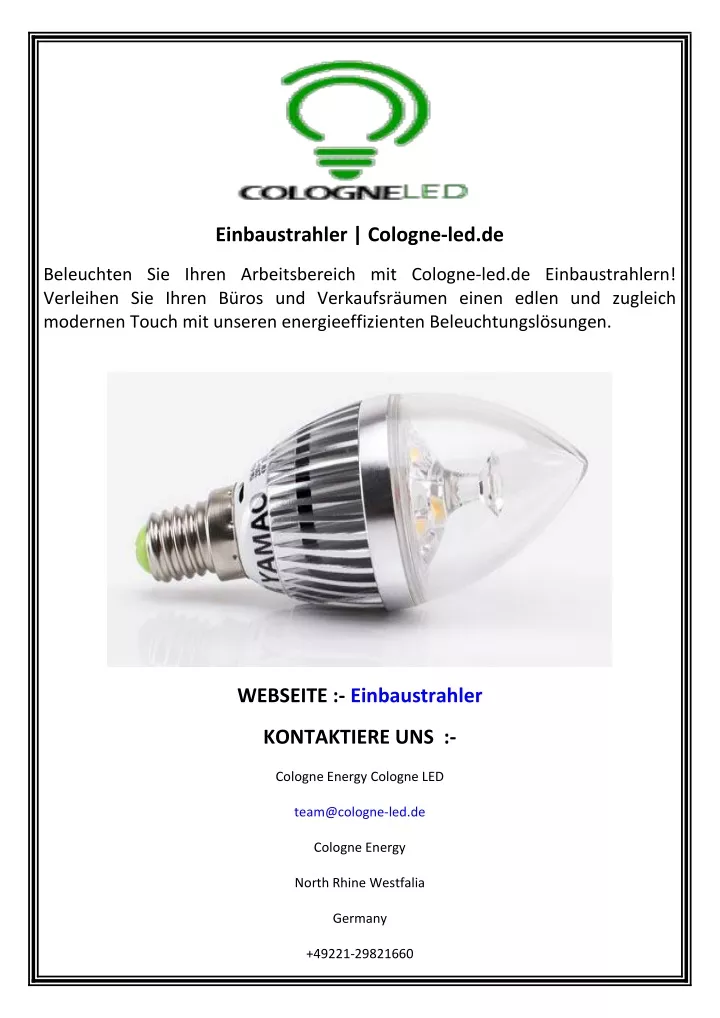 einbaustrahler cologne led de