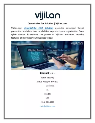 crowdstrike edr solution vijilan com