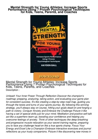 Read⚡ebook✔[PDF]  Mental Strength for Young Athletes: Increase Sports Performance Using 7 Proven