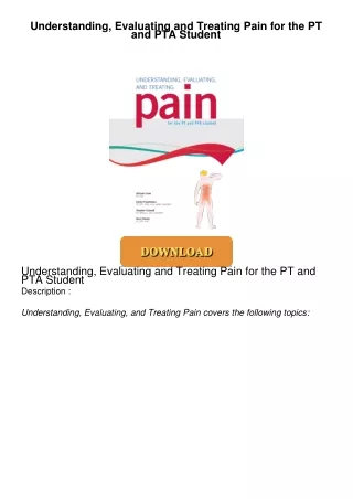 ⚡PDF ❤ Understanding, Evaluating and Treating Pain for the PT and PTA Student