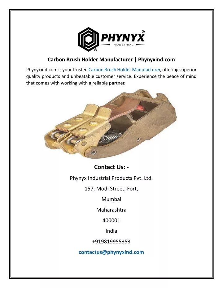 carbon brush holder manufacturer phynyxind com