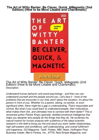 get⚡[PDF]❤ The Art of Witty Banter: Be Clever, Quick, & Magnetic (2nd Edition) (How to be