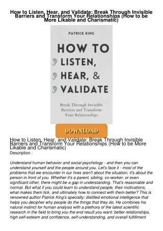❤Book⚡[PDF]✔ How to Listen, Hear, and Validate: Break Through Invisible Barriers and