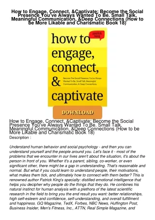 PDF/READ❤  How to Engage, Connect, & Captivate: Become the Social Presence You've Always