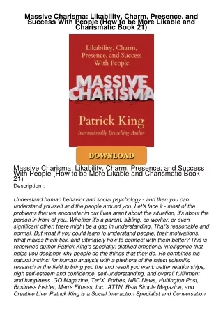 ❤[PDF]⚡  Massive Charisma: Likability, Charm, Presence, and Success With People (How to